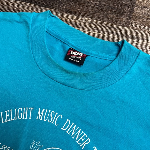 Vintage 1980's South Pacific Broadway Shirt Size XL Blue Fruit Loom Play Tee KC - Picture 3 of 4